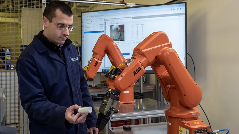 Student in robotics engineering lab
